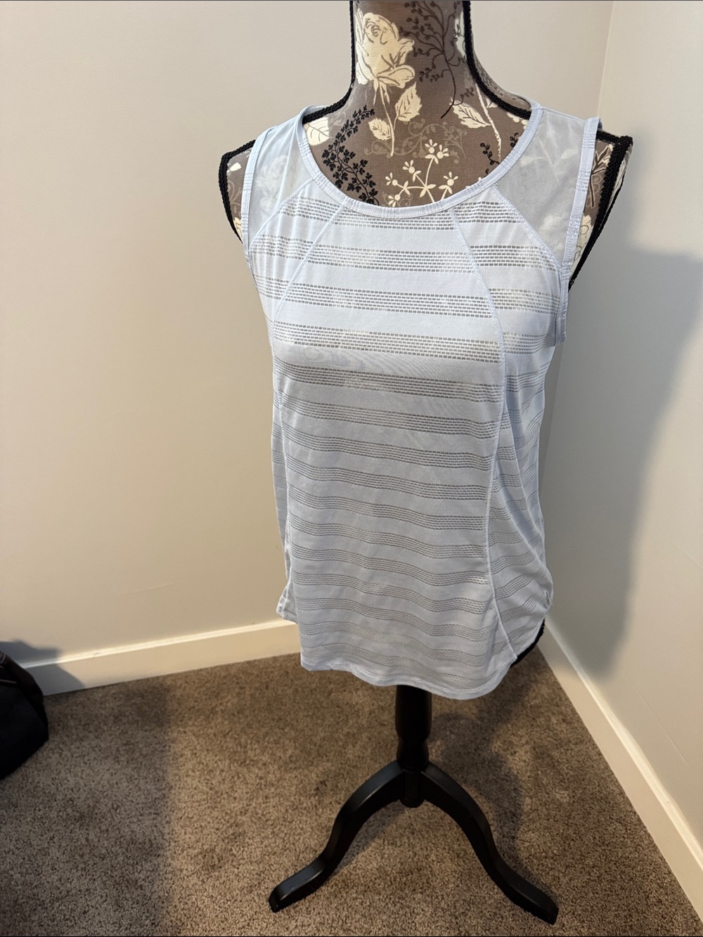 90 Degree By Reflex Light Blue Striped Athletic Tank - Picture 1 of 3